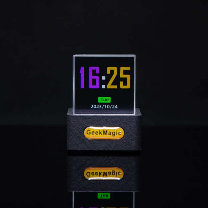 White - Transparent Mini WiFi Weather Clock GIFTV Smart Weather Station with GIF Animation Album Hol