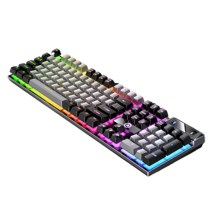 Grey - YINDIAO K500 104 Keys Wired Gaming Keyboard Mechanical-Feel Keycaps RGB Backlit USB E-sports
