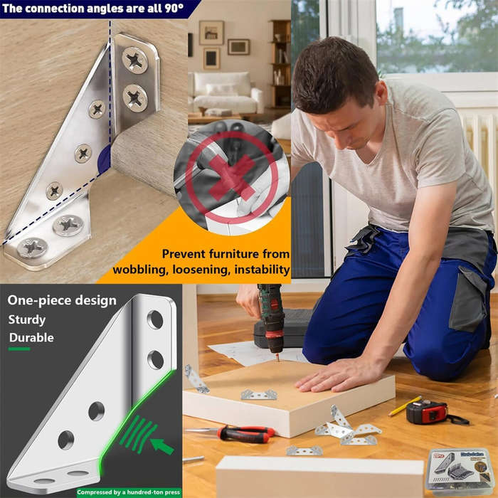 20 Pcs - Furniture Corner Connector 20PCS Universal Stainless Steel L Brackets for Wood Metal Angle