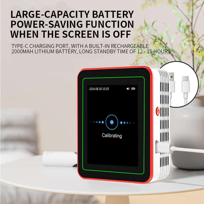 White - 18-in-1 Air Quality Detector Formaldehyde CO TVOC CO2 PM1.0 PM2.5 Monitor Temperature Humidi