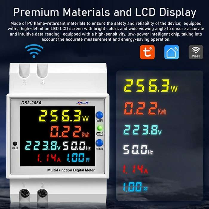 external - Tuya WiFi Home Intelligent Digital Display Electricity Meter DIN-Rail Voltage and Current