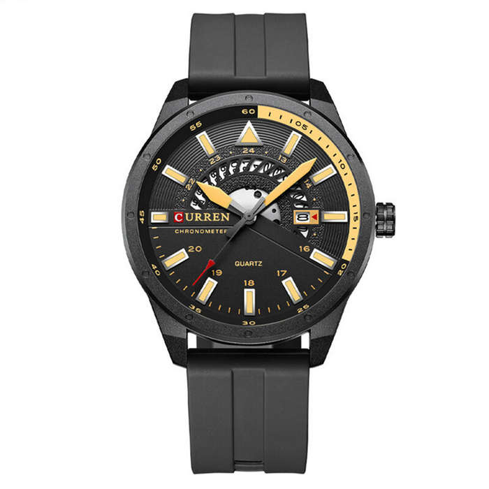 Black - CURREN Men's Business Watch Quartz Wrist Watch with Calendar Alloy Case, Round Dial, Electro