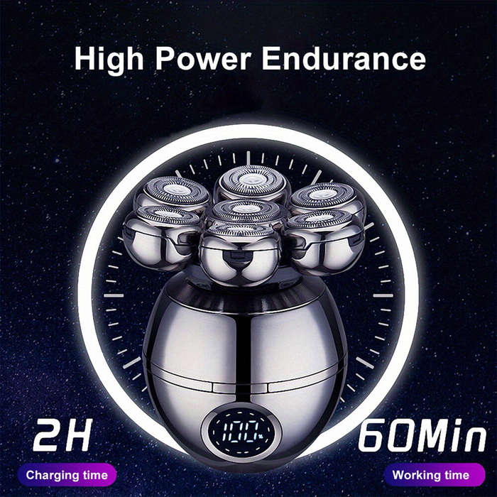 Set - 5 in 1 Men's Electric Shaver With 7 Blades LCD Display Razor USB Rechargeable Shaver Nose Hair