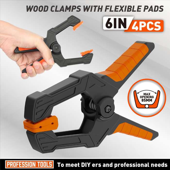 4 PCS - 4PCS 6 Inch Heavy Duty Plastic Spring Wood Clamps with with 30Lbs Powerful Clamping Force fo