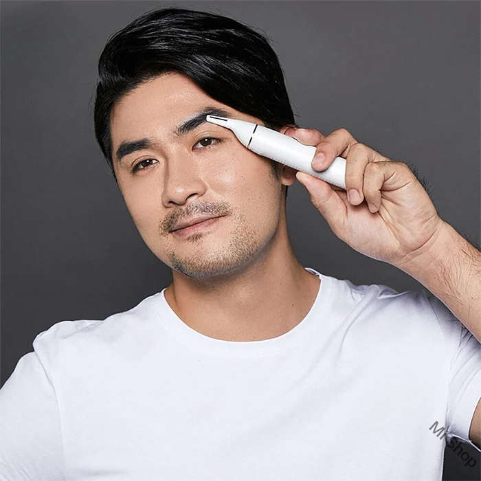 White - SOOCAS N1 Nose Hair Trimmer IPX5 Waterproof Eyebrow Scissors Sharp Blade Cordless Nose Clean
