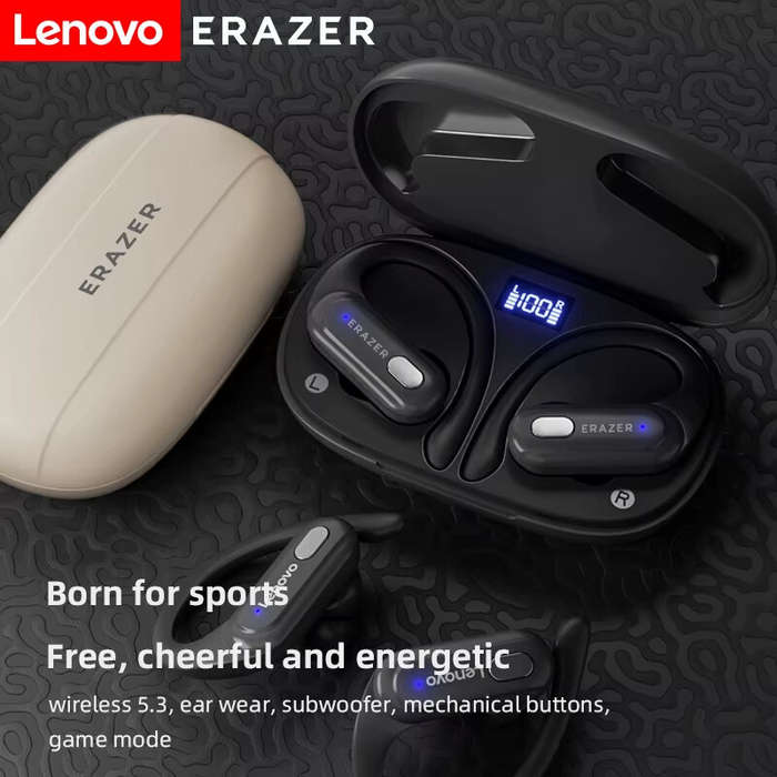 Black - LENOVO ERAZER XT60Pro TWS Earbuds bluetooth 5.4 Earphone 10mm Lagre Dynamic AAC Audio DNS Ca