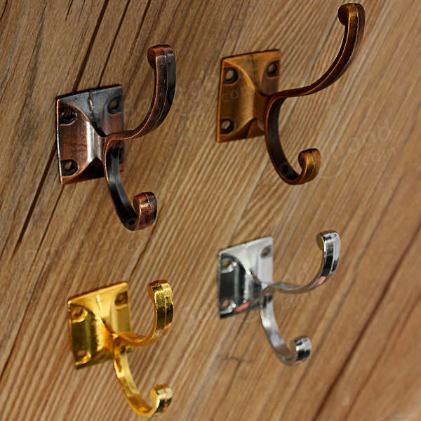 Silver - Retro Zinc Alloy Mount Hooks Towel Clothes Hat Coat Hanger for Door Wall