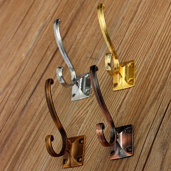 Silver - Retro Zinc Alloy Mount Hooks Towel Clothes Hat Coat Hanger for Door Wall