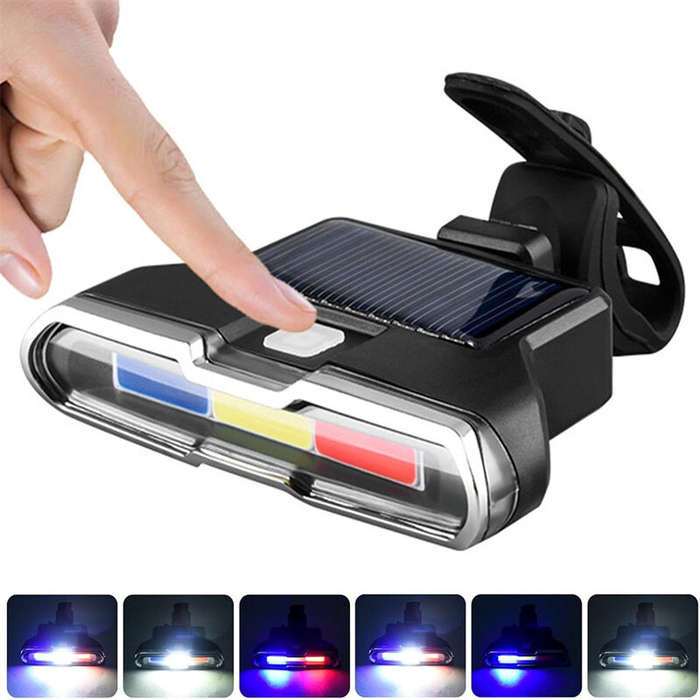 Bikight Solar Bike Taillight 300mAh Battery 7 Light Modes Type-C Charging IPX7 Waterproof Bicycle Re