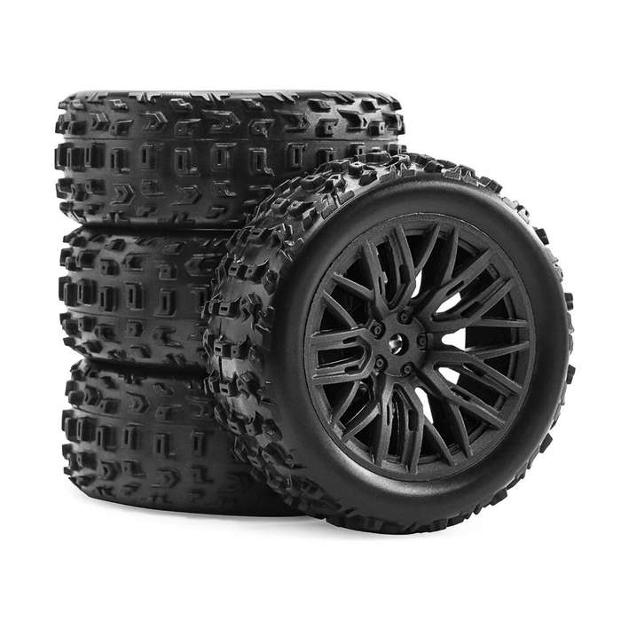 Black - 4PCS Upgraded Tires Wheel Rims for ARRMA TYPHON GROM ARA2106 1/18 2S RC Cars Vehicles Models