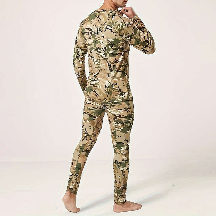 XL - TENGOO Men's Camouflage Thermal Underwear Set,Long Sleeve Top Pant Sports Warm Suit, Crew Neck,