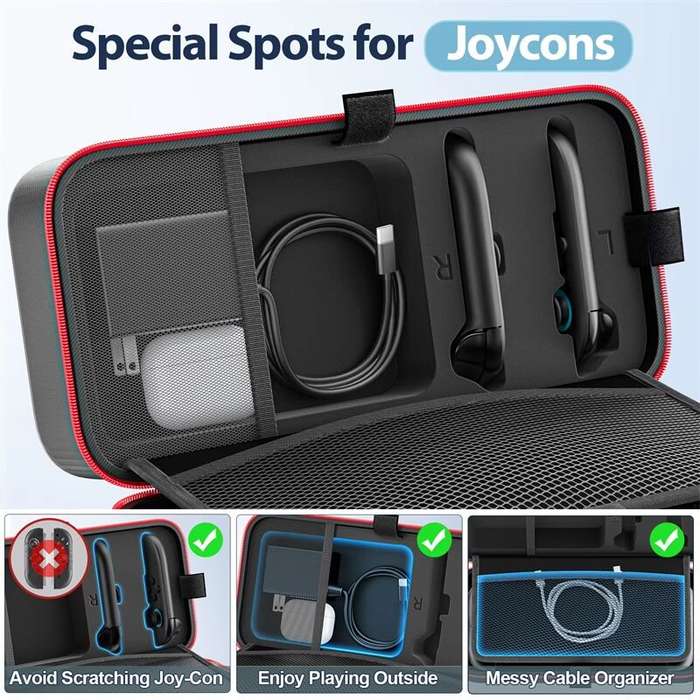 Black - for Switch 2 & Switch Original & Switch OLED Large Storage Bag Anti-Scratch Waterproof Trave