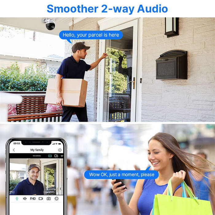 EU Plug - Hiseeu WHD912B 2MP Outdoor Security Camera 1080P HD IP66 Waterproof Color Night Vision AI
