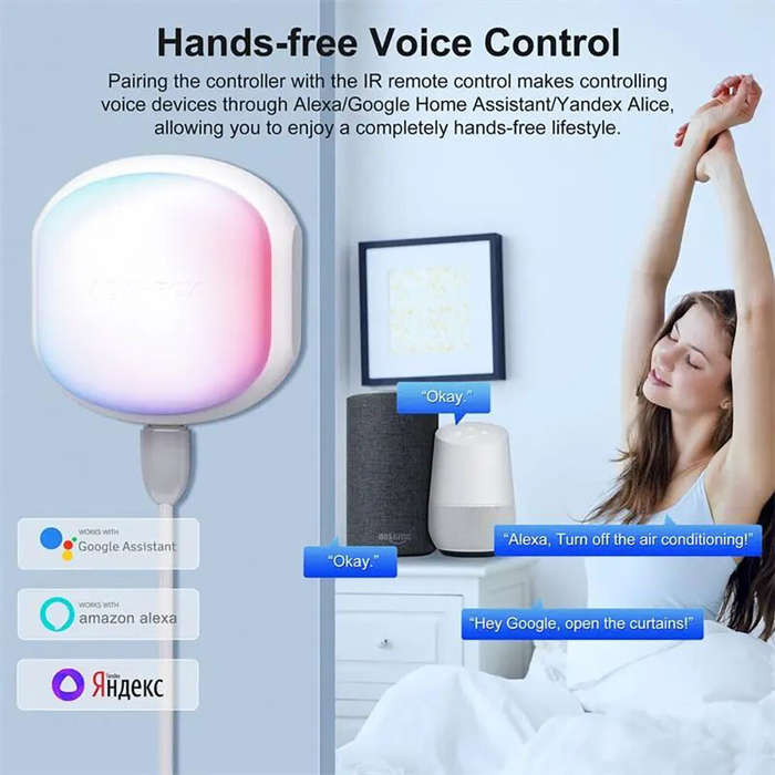 White - RSH Universal Infrared IRF Remote Control With Atmosphere Light Tuya Smart APP Control Air C