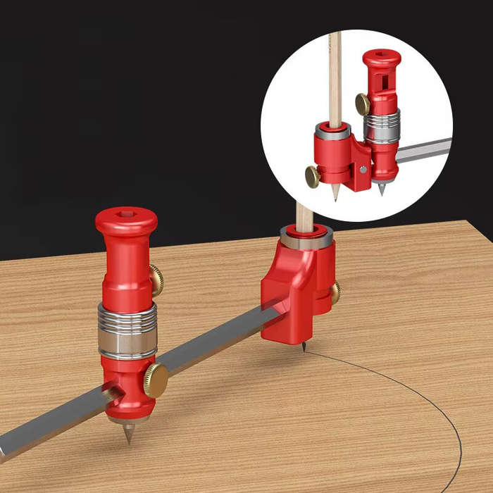 Red - Wheel Marking Gauge Adjustable Scriber Ruler Aluminum Alloy Stainless Steel Precision Tool Par