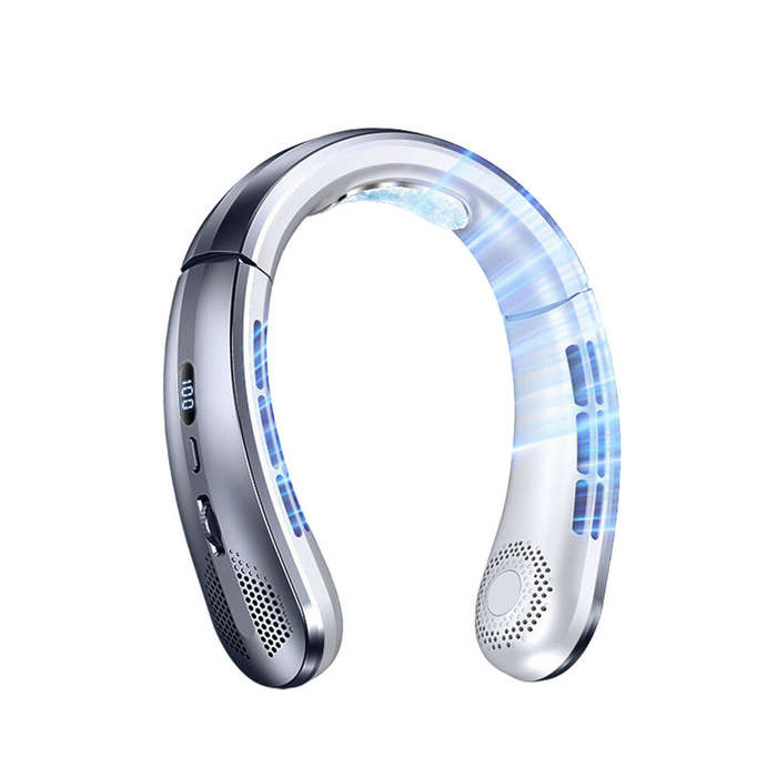 Grey - Tevorex Portable Neck Fan 5000mAh USB Rechargeable Lightweight Bladeless Silent Design 100 Ge