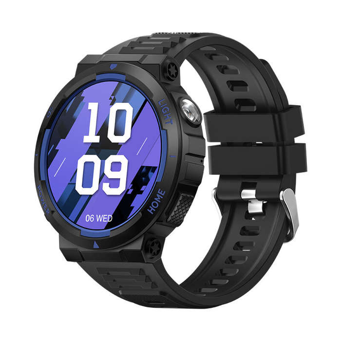 Blue - KT75 1.53inch HD Screen Strong Flashlight bluetooth Call Heart Rate Blood Pressure Blood Oxyg