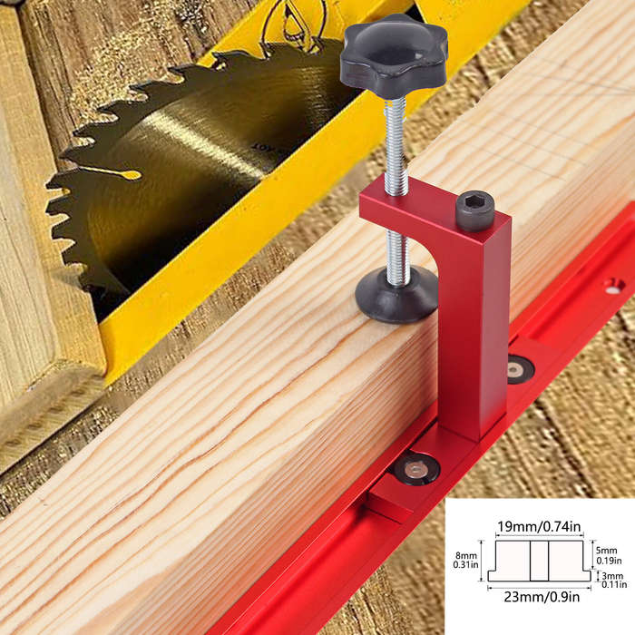 Black - Aluminum Alloy T-Track Hold Down Clamp for 30mm/45mm T-slot Track Woodworking Band Saw Table