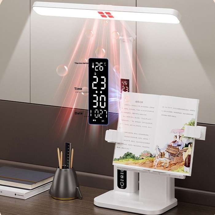 White - Elfeland LED Eye-Care Desk Lamp 3 Color Temperatures & 5-Level Brightness Dimmable USB Recha