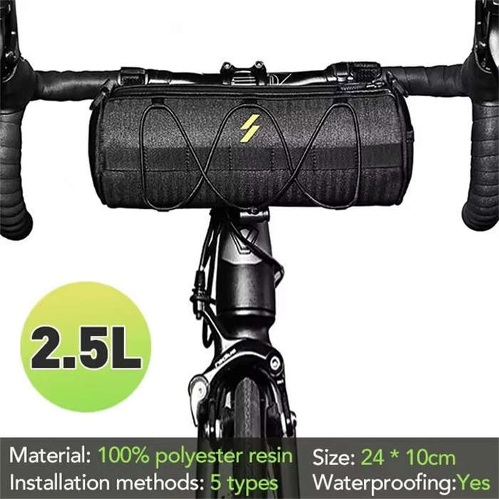 Black - NEWBOLER Handlebar Bag 2.5L Capacity 100% Polyester Waterproof Bicycle Frame Bag Multifuncti