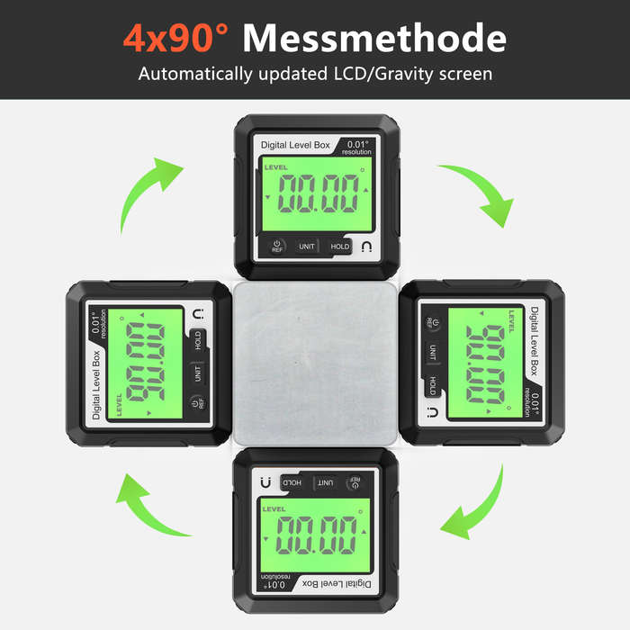 Red - 360 Digital Level Angle Gauge Mini Measuring Protractor Inclinometer with Electronic Magnetic