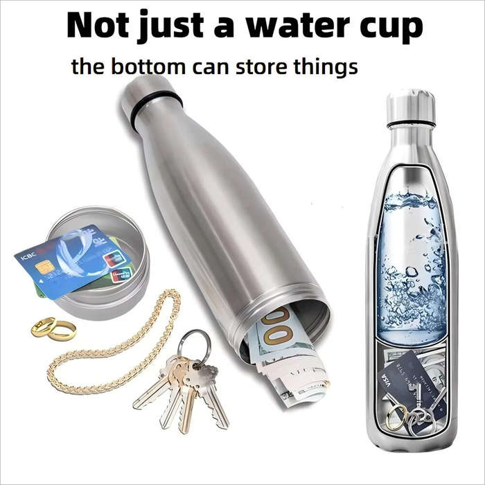 stainless - IPRee 750ml Water Bottle with Compartment Portable Water Bottle Pill Organizer Can Safe