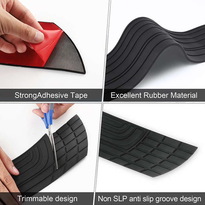 Black - Car Trunk Protector Universal Rear Bumper Protector Rubber Anti-Scratch Strip for Car SUV MP