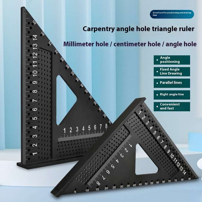 Black - Aluminum Alloy 7 Inch Right Angle Ruler Metric Imperial Scale 90 Degree Angle Carpenter Squa