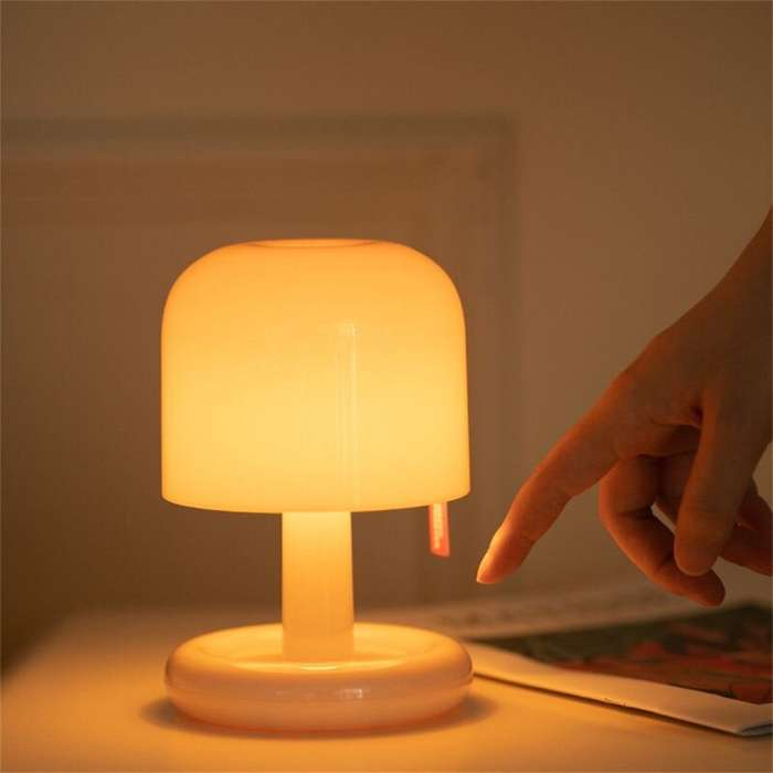 White - USB Rechargeable Creative LED Touch Table Lamp Creative Atmosphere Light Desk Lamp for Livin