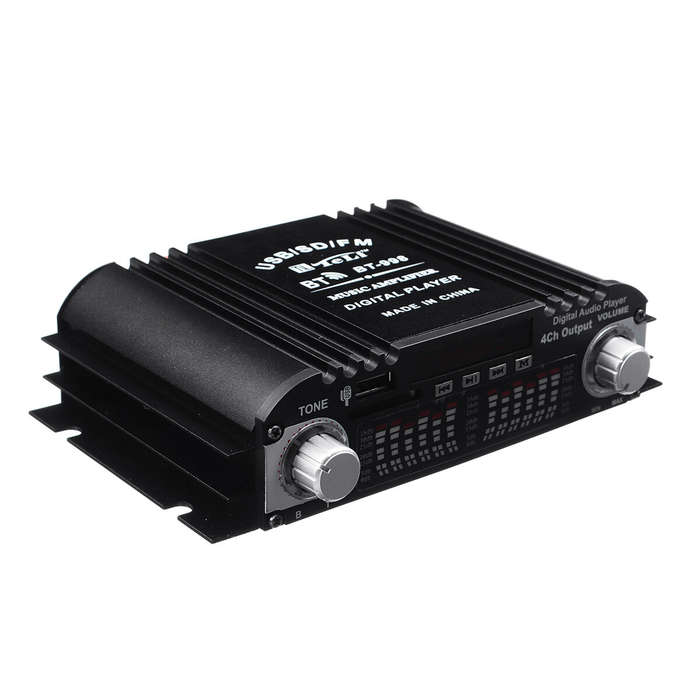 Blue - 12V Car Mini HIFI Digital bluetooth Audio Power Amplifier Four Channel Output with Remote Con