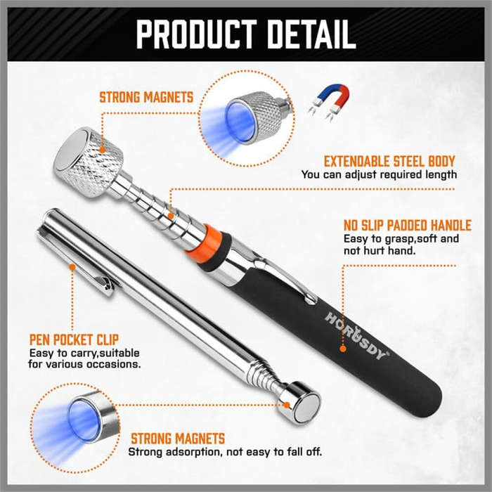 5Pcs - 5-Piece Magnetic Pickup Tools Set Telescoping Rust-Proof 15LB 10LB 3LB 1.5LB Magnet Sticks Tr