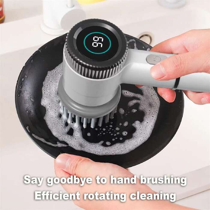 Blue - Wireless Electric Scrubber Brush for Kitchen Sink and Pots IPX7 Waterproof Cleaning Tool