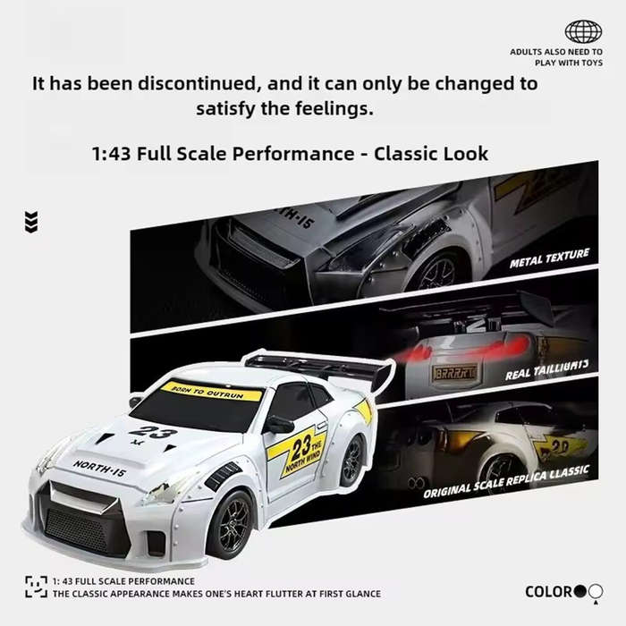 Black - S916 RTR Mini 1/43 2.4G 4WD Drift RC Car Gyro GTR Race LED Light Full Scale Remote Control H