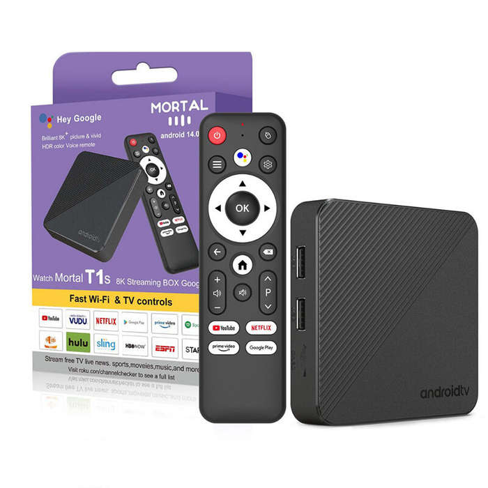AU Plug - Mortal T1S 2+16G Android 14.0 TV Box Allwinner H313 Quad-core 3D 8K Media Player Support W