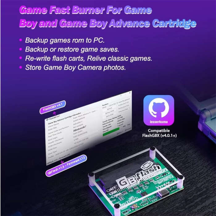 Board Only - Original GBFlash Game Boy GBflash GBA/GBC Burner Great Design USB Adapter No Screen GBf