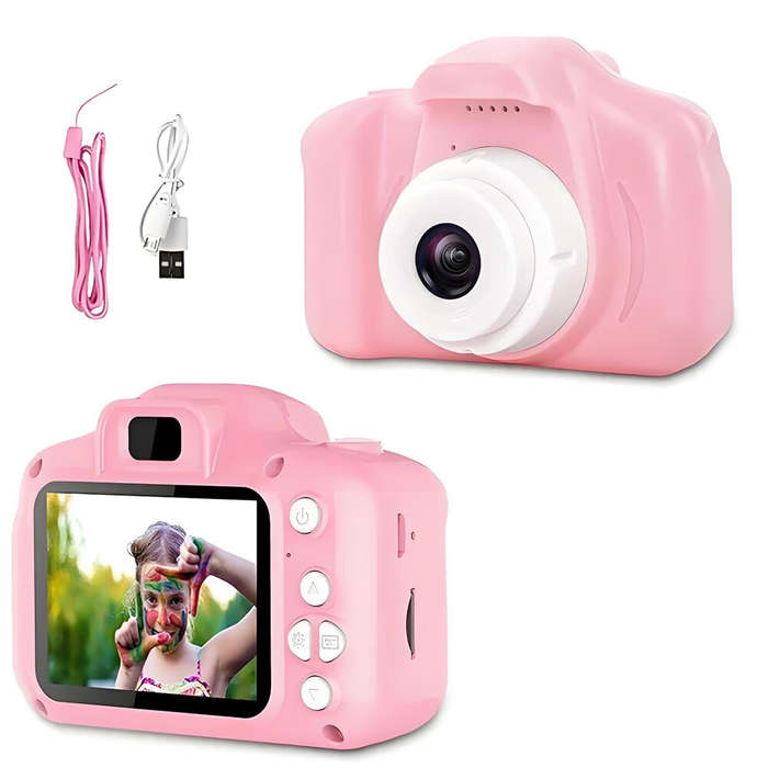 Blue - Children Camera X2 Waterproof 1080P HD Video Camera 2 Inch Display Kids Cartoon Cute Outdoor