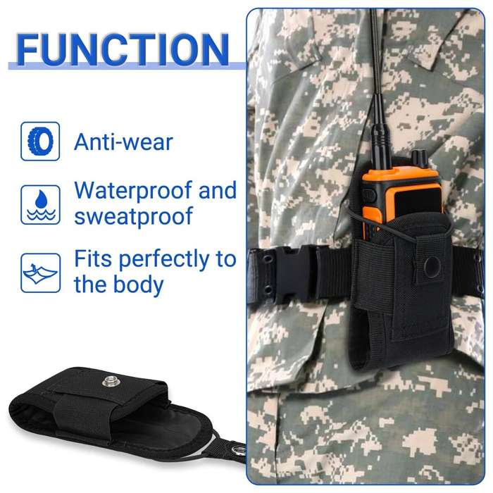 Black - MSC-20H Tactical Walkie Talkie Pouch Radio Pouch Holder Pocket Portable Outdoor Sports Waist