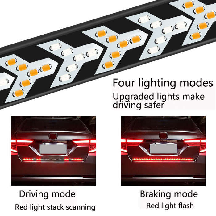 60 inch - 48inch/60inch 12V Universal Pickup Car LED Tail Lights with Fishbone Design Illuminated Wa