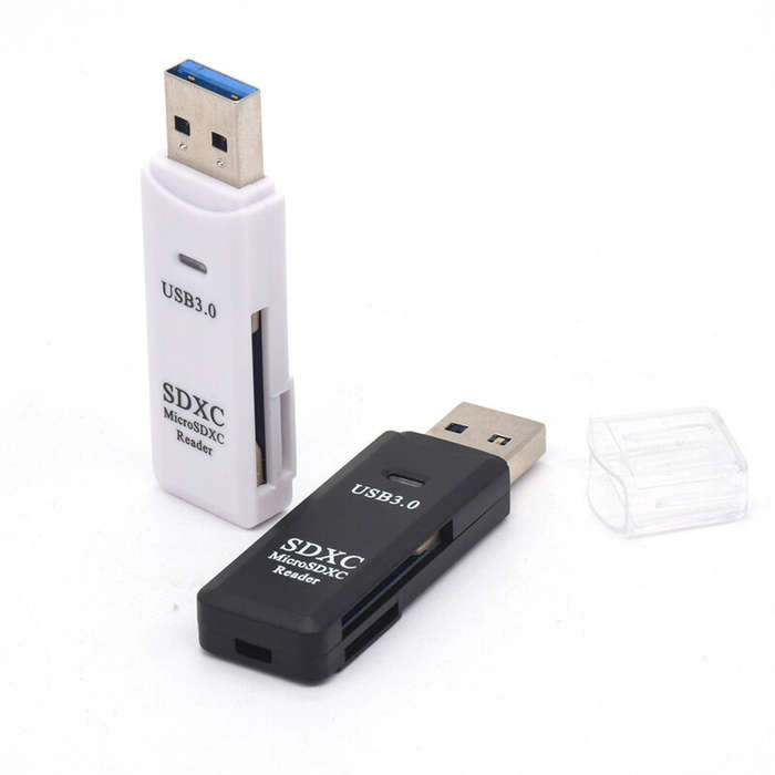 White - DM-HC32 2 IN 1 Card Reader USB3.0 to SD/TF Memory Card Reader High Speed Smart Card Reader A