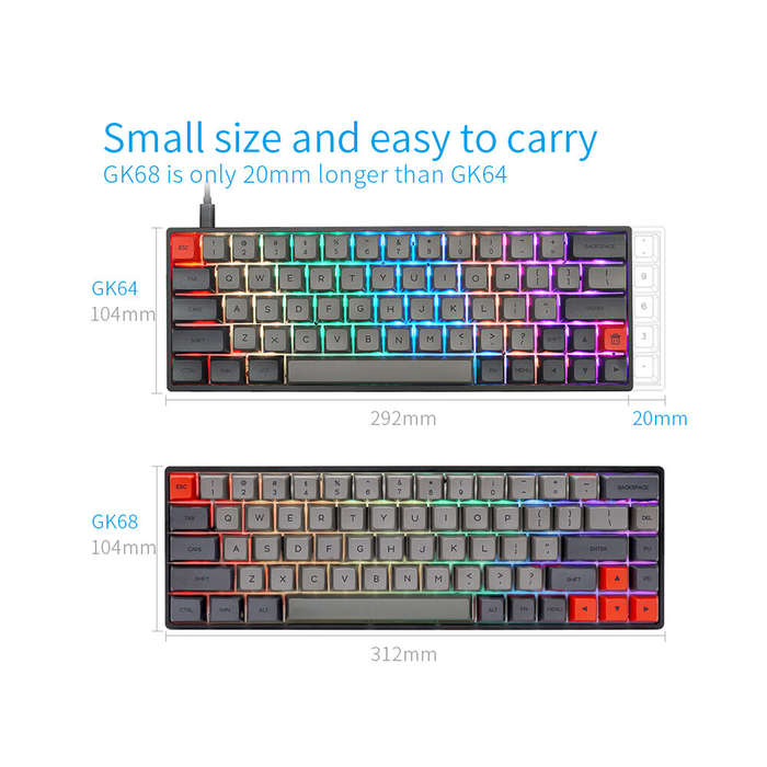 SKYLOONG GK68X Keyboard Kit Hot Swappable NKRO RGB Wired bluetooth Dual Mode PCB Mounting Plate Case
