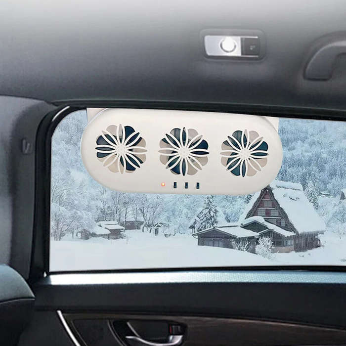 White - Solar Car Ventilation Fan Cool Circulate Air Reduce Heat Car Window Vent Fan Quiet Solar Exh