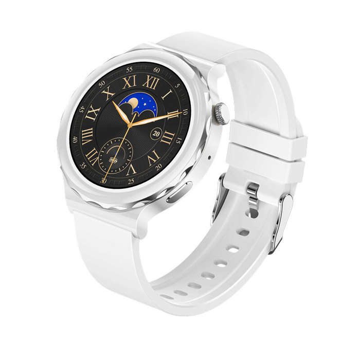 Silver - HW52 1.28inch HD Screen bluetooth Call ECG+PPG Non-invasive Blood Glucose Testing Heart Rat