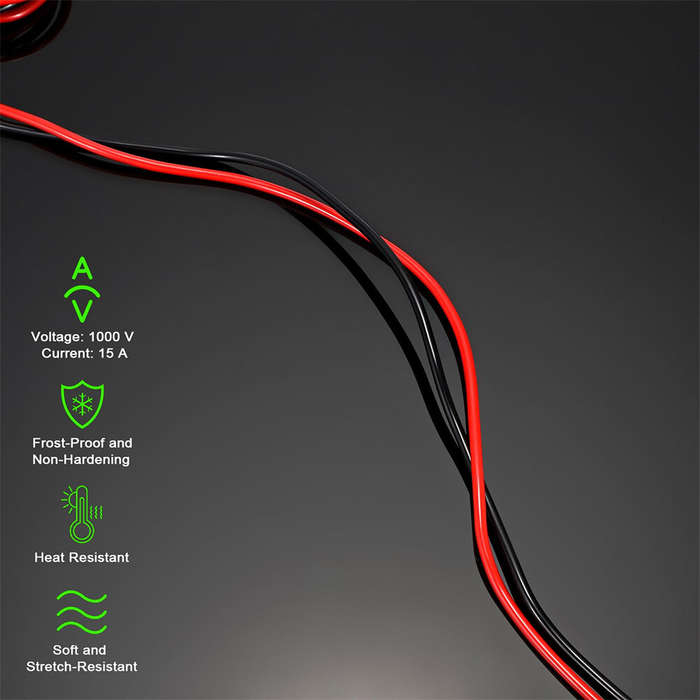 1M - Dual Ended Crocodile Alligator Clips 15A Test Lead Wire Cable 3.3 ft with Copper Clamps Electri