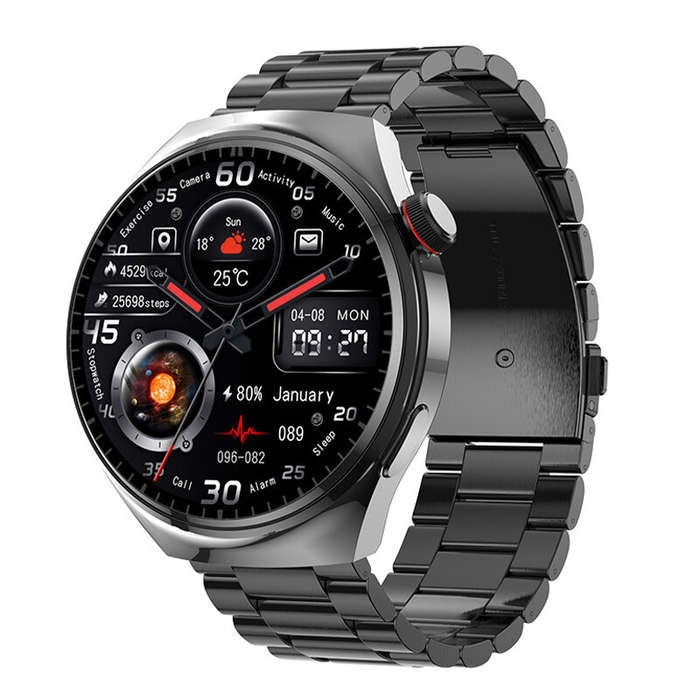Black - LEMFO LF38 1.6inch HD Screen GPS Compass Altitude Voice Assistant bluetooth Call Heart Rate