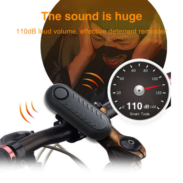 Black - XANES 110dB Anti-Theft Bicycle Alarm Adjustable Volume Vibration Remote Waterproof Alarm for