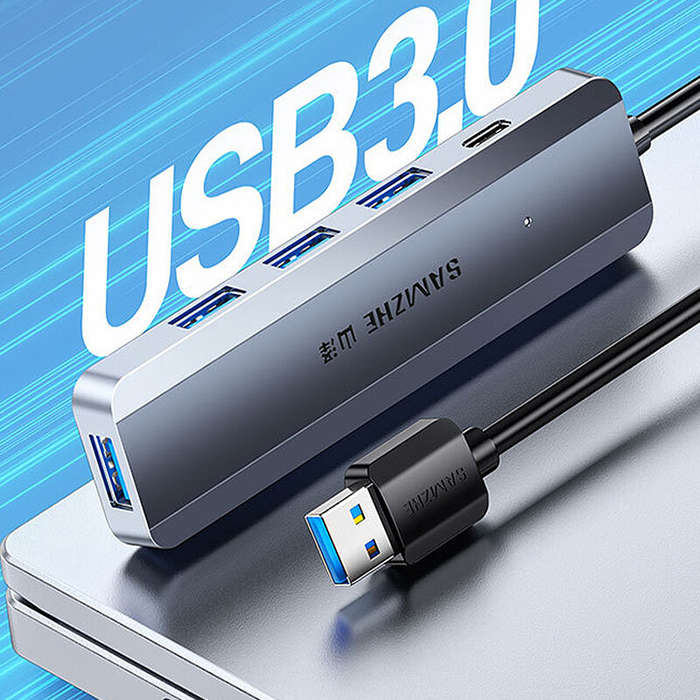 5 in 1 - SAMZHE 5 in 1 USB3.0 Hub Docking Station USB Adapter with USB3.0*4 / PD USB-C for Phone PC