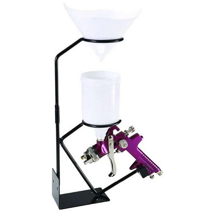 Black - Adjustable Steel Spray Gun Stand Lightweight Black Paint Filter Rack Stable Base for Worksho