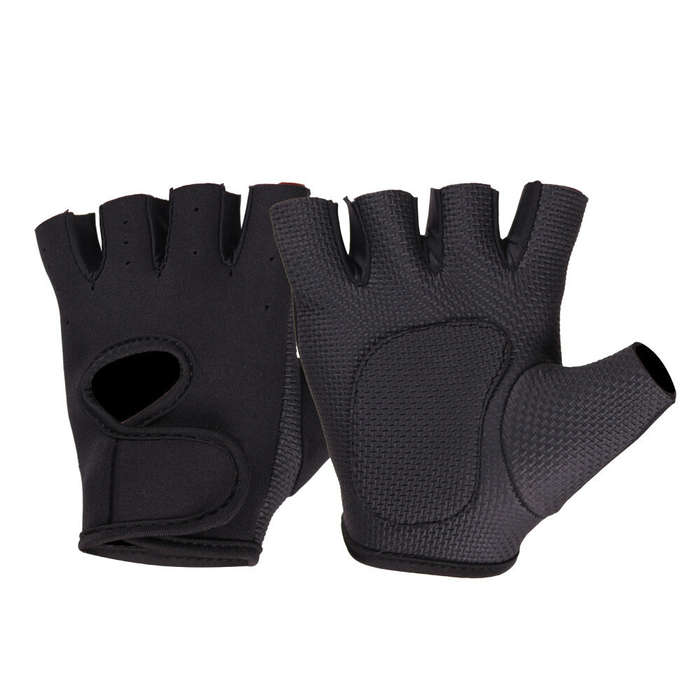 L - SKDK Breathable Silicone Non-Slip Sports Workout Gloves Half Finger Protective Gear for Gym Benc