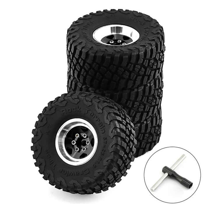 Red 2 - 4pcs 1.0 inch Climbing Car Aluminum Alloy RC Car Wheel Tire for 1/18 TRX4M SCX24 FMS FCX18 F