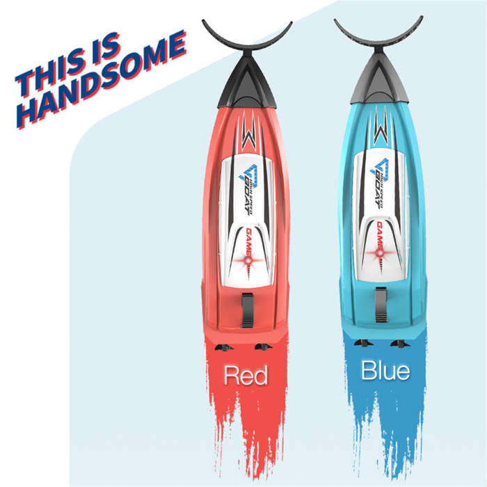 Blue - HC 804 2.4G Mini Remote Control High Speed RC Boat LED Light Palm Summer Waterproof Toy Dual